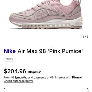 Nike Air Max 98 in Soft Pink and Gray